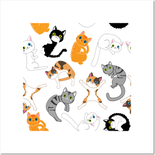 Cartoon pattern cat Posters and Art